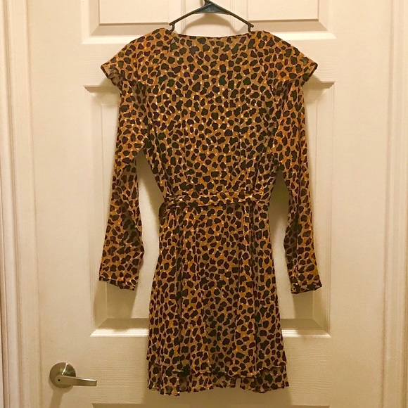NWT FREE PROPLE LEOPARD RUFFLE WRAP DRESS, SZ SM/M - Picture 6 of 7